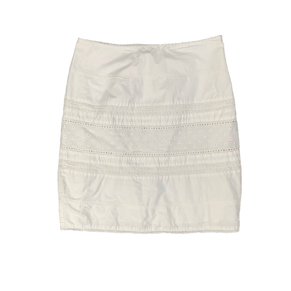 Tommy Hilfiger Skirt Womens 2 White Straight Pencil Eyelet Lace Lined Back Zip - Picture 1 of 12